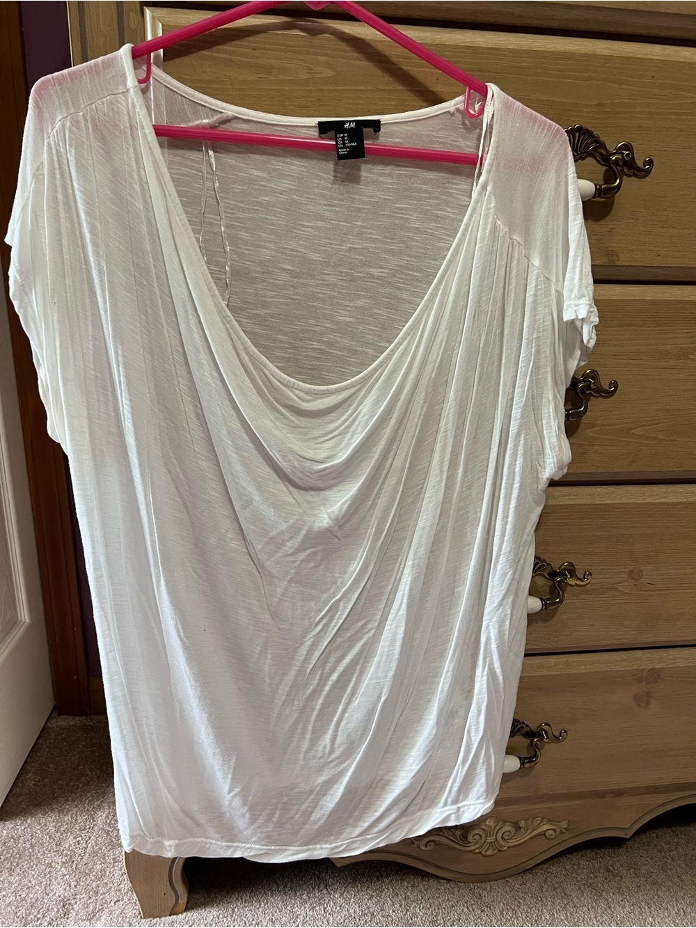 H&M White Draped Cowl Neck Camisole Top